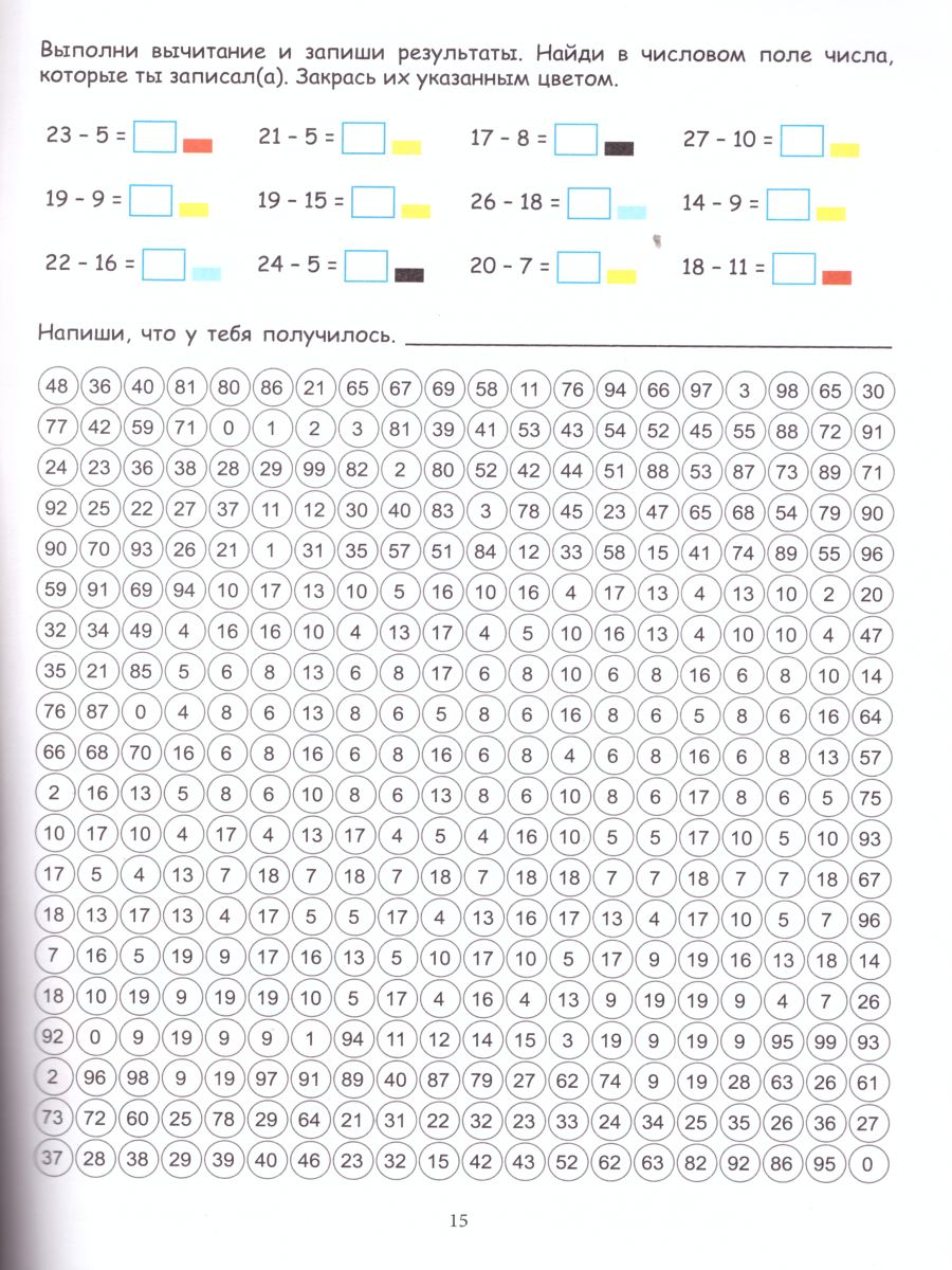 Обложка книги Математические раскраски. Вычитание в пределах 20, Автор Умнова М.С. Полякова Н.А., издательство Планета | купить в книжном магазине Рослит