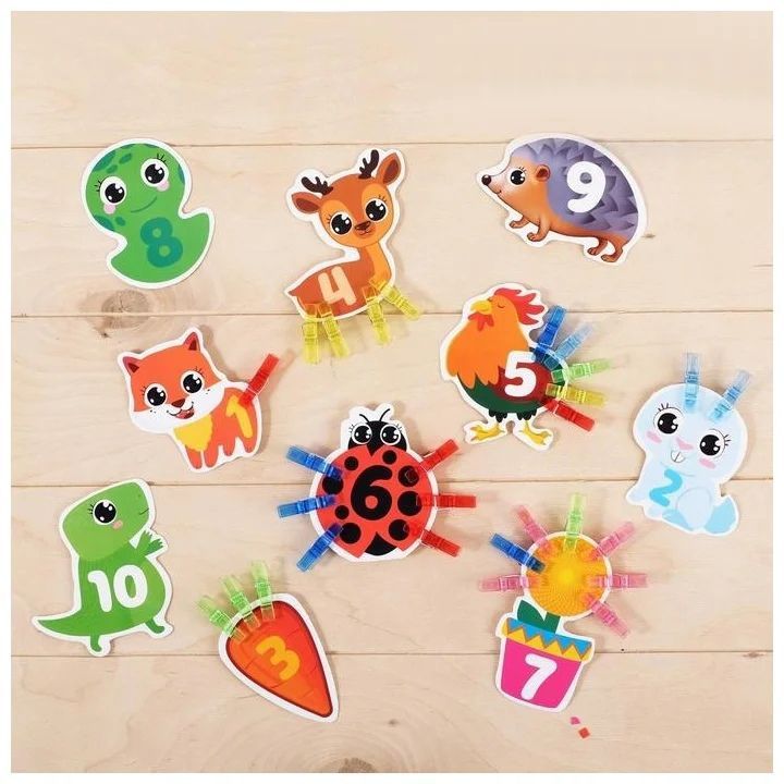 Обложка IQ-ZABIAKA Развивающая игра с прищепками «Цвета и цифры», издательство Буква-Ленд                                         | купить в книжном магазине Рослит