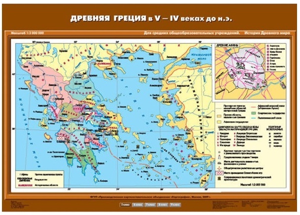 Обложка книги Карта Древняя Греция в V-IV вв. до н.э. История 5 класс, Автор , издательство Спектр-М | купить в книжном магазине Рослит