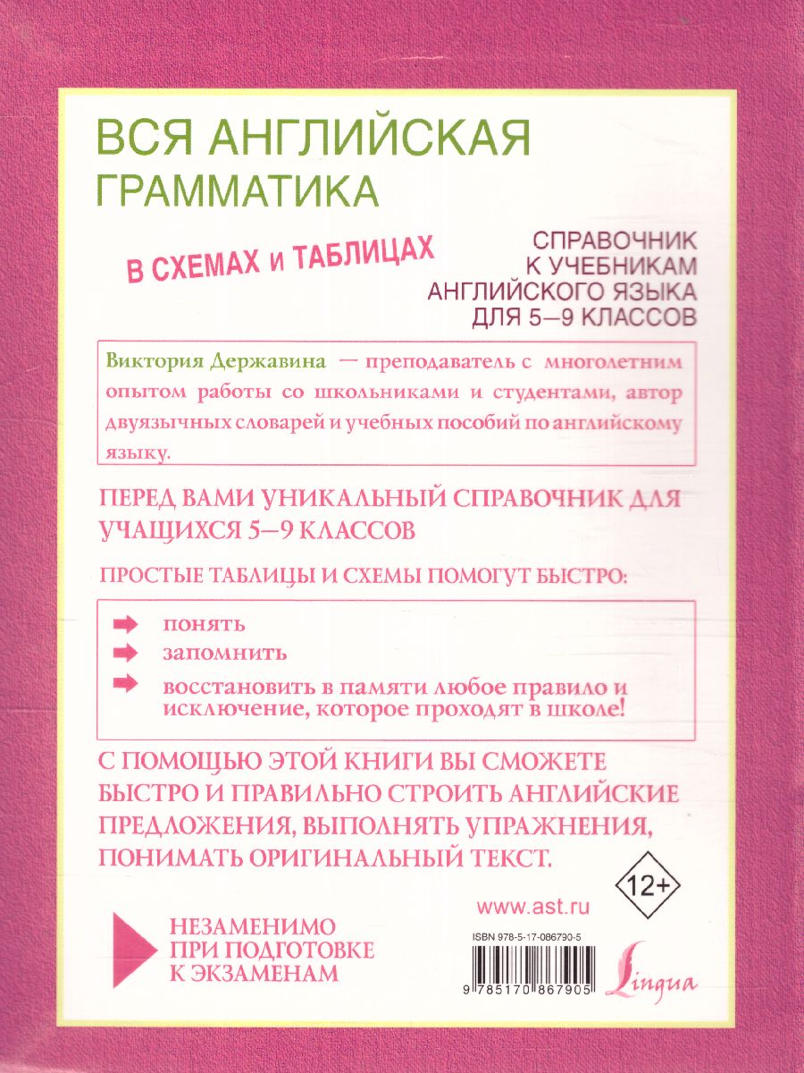 Обложка книги Вся английская грамматика в схемах и таблицах: справочник для 5-9 классов, Автор Державина В.А., издательство АСТ | купить в книжном магазине Рослит