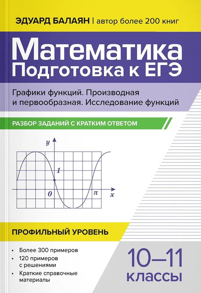 Обложка книги Математика. Подготовка к ЕГЭ. Графики функций. Производная и первообразная:разбор заданий: 10-11 класс, Автор Балаян Эдуард Николаевич, издательство Феникс ТД                                          | купить в книжном магазине Рослит