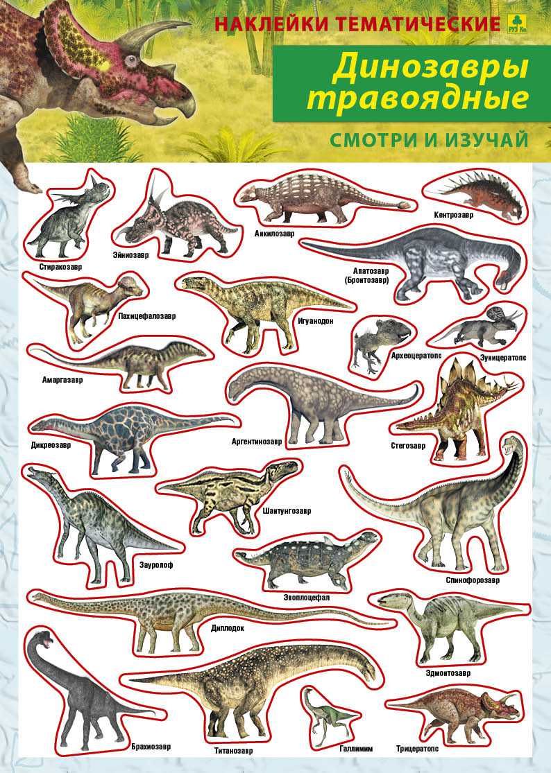 Обложка книги Наклейки тематические. Динозавры травоядные, Автор , издательство РУЗ Ко | купить в книжном магазине Рослит