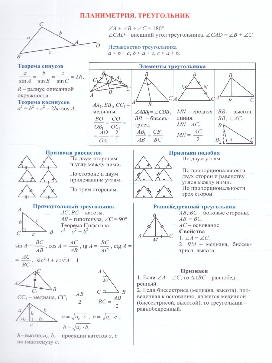 Обложка книги Геометрия 7-9 класс. Основные определения и формулы. Комплект 4 карты, Автор Киселева Ю.А., издательство Учитель | купить в книжном магазине Рослит