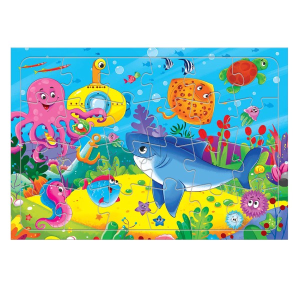 Обложка Пазл листовой на подложке. Морские обитатели. 24 детали. 21х29,5 см., издательство ГЕОДОМ | купить в книжном магазине Рослит