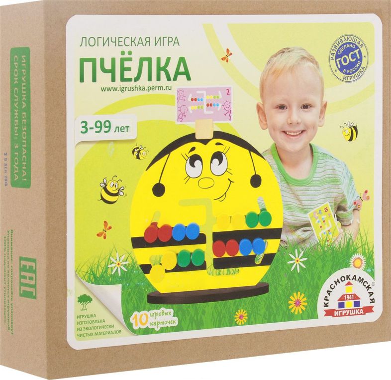 Обложка Логическая игра. Пчёлка (Краснокамская игрушка), издательство Краснокамская игрушка | купить в книжном магазине Рослит