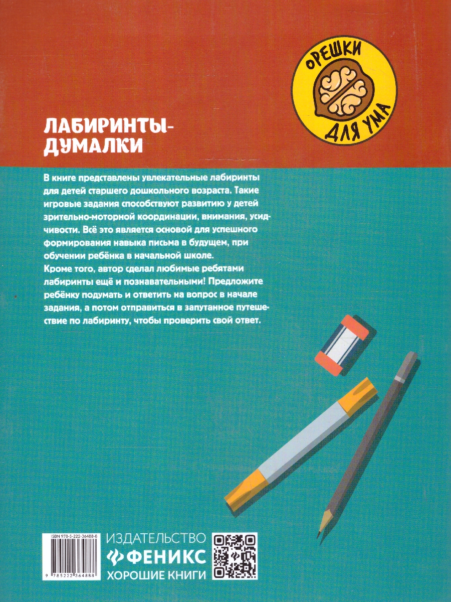 Обложка книги Лабиринты-думалки. Развиваем зрительно-моторную координацию, Автор Малышева Е. С., издательство Феникс ТД                                          | купить в книжном магазине Рослит
