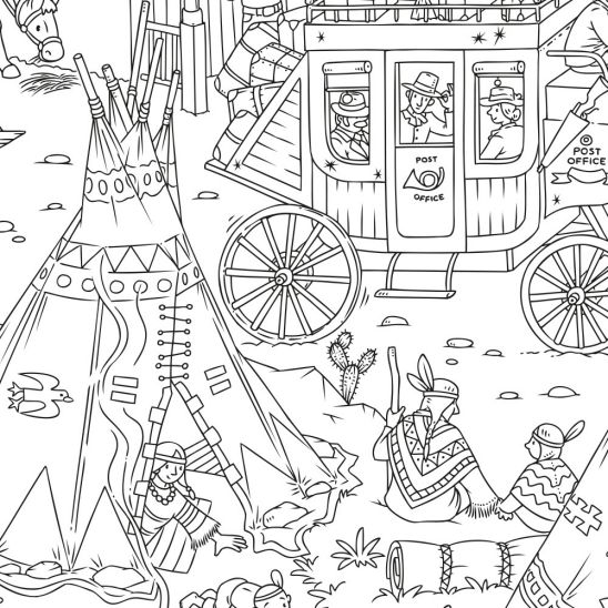 Обложка Большая раскраска. Дикий Запад. 101х69 см., издательство ГЕОДОМ | купить в книжном магазине Рослит