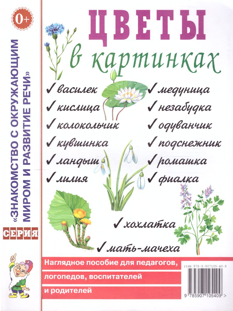 Обложка книги Цветы в картинках. Наглядное пособие для педагогов, воспитателей, логопедов, родителей, Автор Шорыгина Т.А., издательство ГНОМ | купить в книжном магазине Рослит