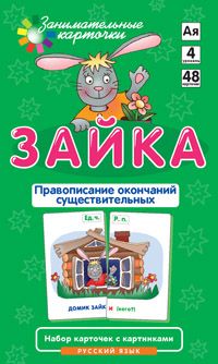 Обложка книги Русский язык. Зайка. Четвертый уровень. Правописание окончаний существительных. Набор карточек, Автор Штец А.А., издательство Айрис | купить в книжном магазине Рослит