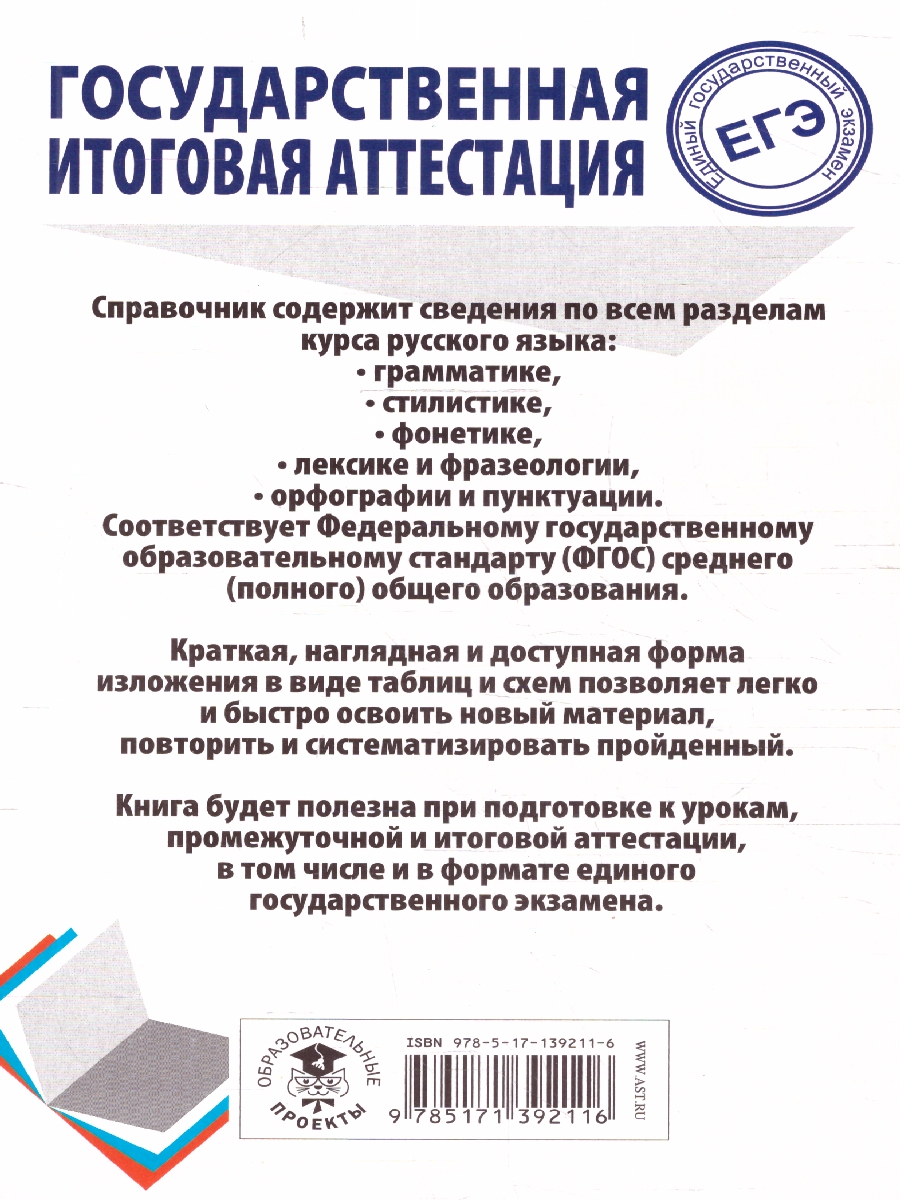 Обложка книги ЕГЭ. Русский язык. Весь школьный курс в таблицах и схемах, Автор Текучева И.В., издательство АСТ | купить в книжном магазине Рослит