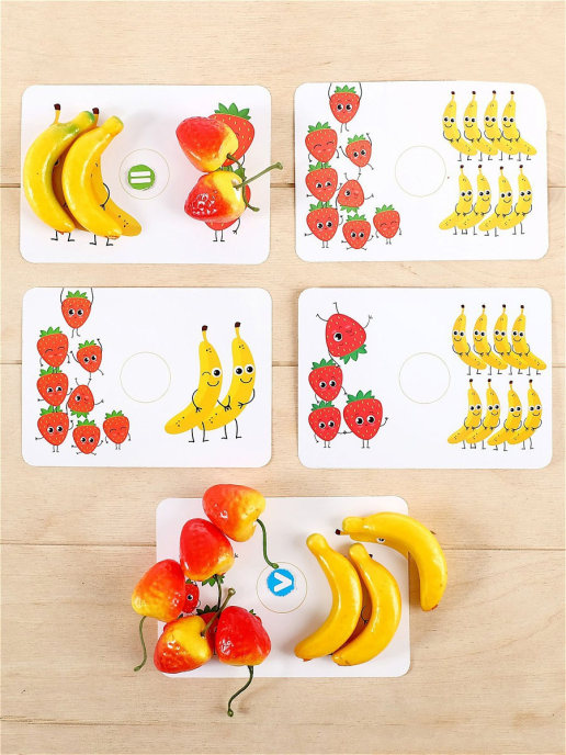 Обложка Счётный материал Больше-меньше: клубника и бананы, 24шт IQ-ZABIAKA, издательство Буква-Ленд                                         | купить в книжном магазине Рослит