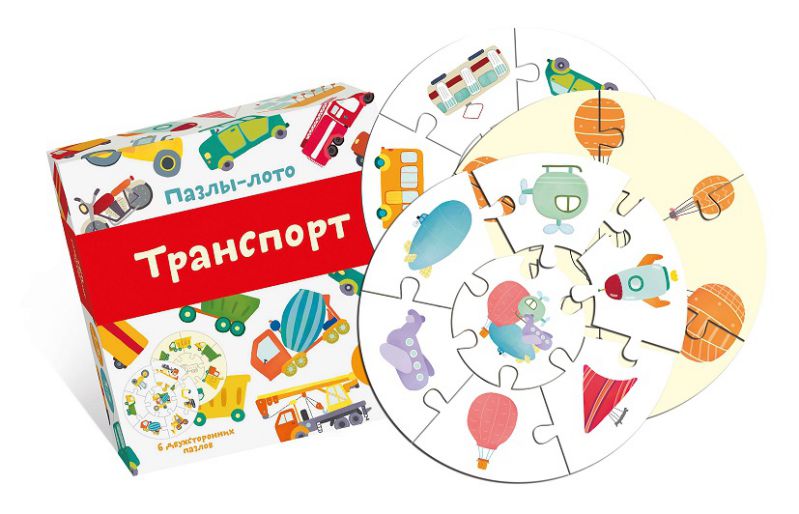 Обложка книги Игра Пазлы-лото "Транспорт", Автор , издательство Маленький гений-Пресс | купить в книжном магазине Рослит