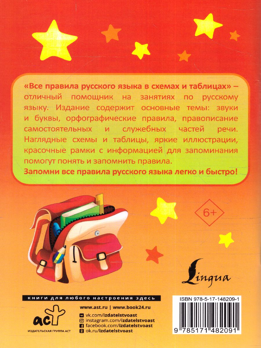 Обложка книги Все правила русского языка в схемах и таблицах. Запомни легко и быстро, Автор Алексеев Ф.С., издательство АСТ | купить в книжном магазине Рослит