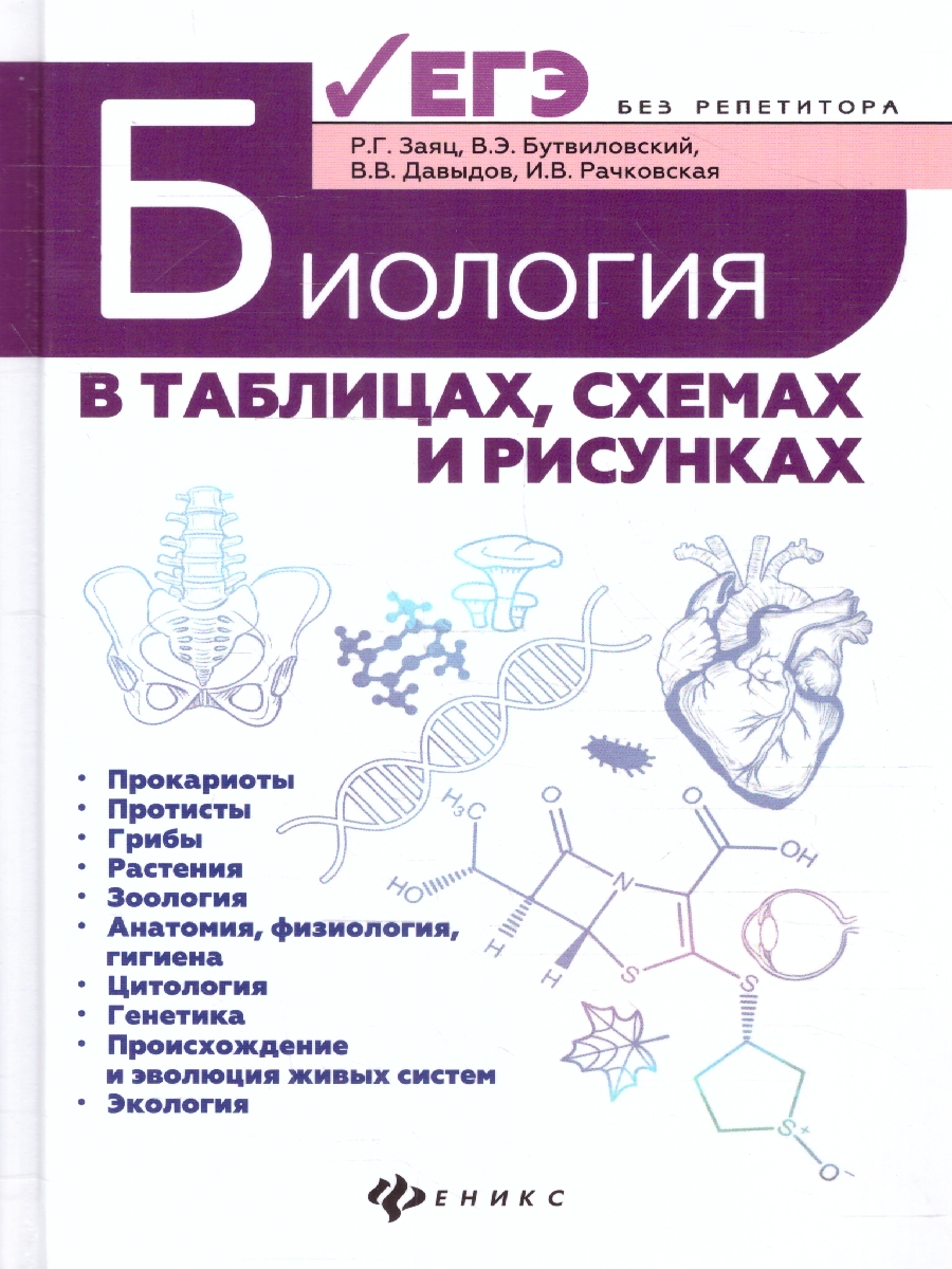 Обложка книги Биология в таблицах, схемах и рисунках, Автор Заяц Р. Г. Бутвиловский В. Э. Рачковская И. В., издательство Феникс ТД                                          | купить в книжном магазине Рослит