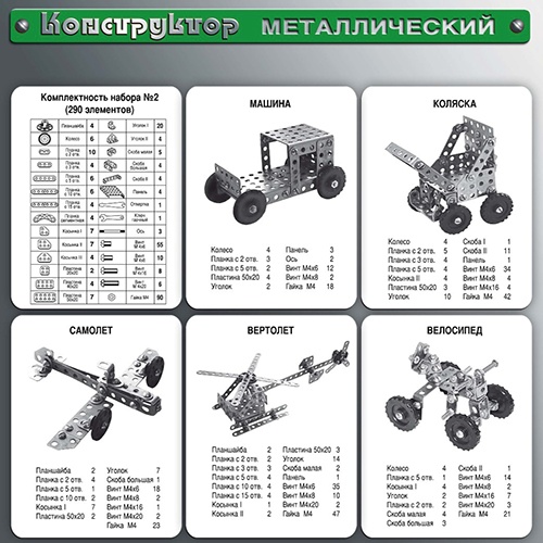 Обложка Конструктор металлический №2 (для уроков труда) 290 элементов, издательство Десятое королевство | купить в книжном магазине Рослит