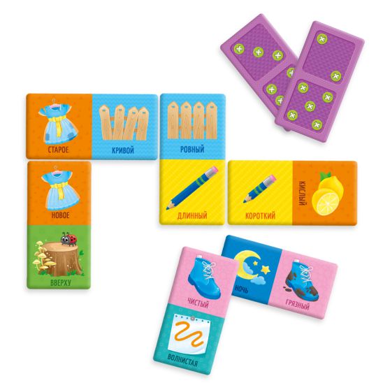 Обложка Домино. Найди противоположности. 28 фишек (двухсторонние), издательство ГЕОДОМ | купить в книжном магазине Рослит