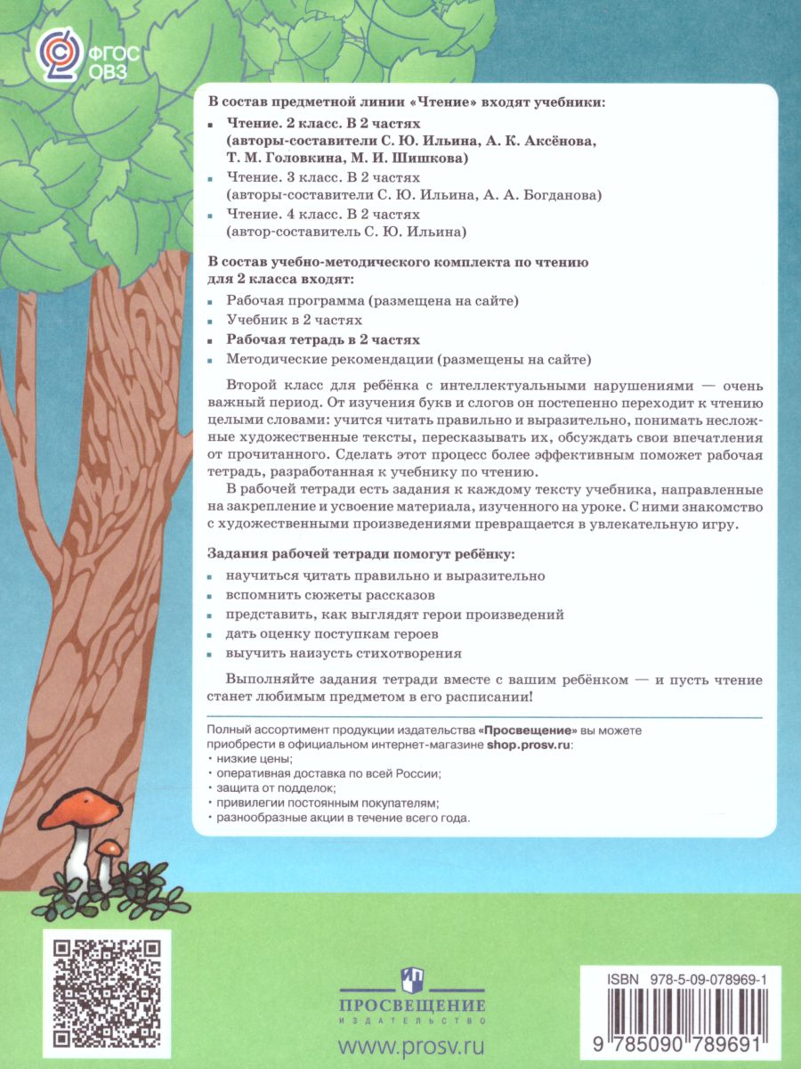 Обложка книги Чтение 2 класс. Рабочая тетрадь в 2-х частях. Часть 1 (для обучающихся с интеллектуальными нарушениями), Автор Головкина Т.М., издательство Просвещение | купить в книжном магазине Рослит