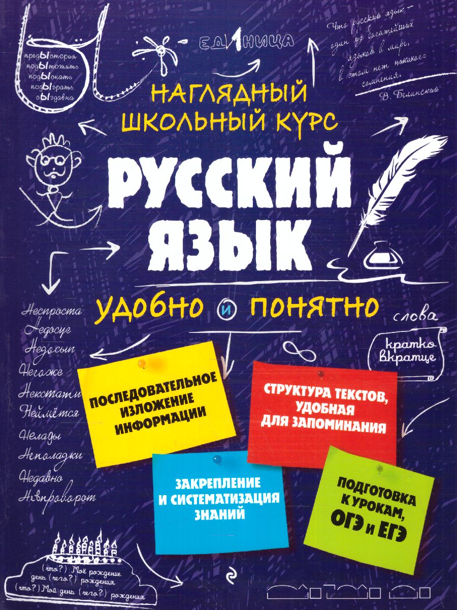 Обложка книги Русский язык Наглядный школьный курс: удобно и понятно, Автор Железнова Е. В. Колчина С. Е., издательство ЭКСМО | купить в книжном магазине Рослит