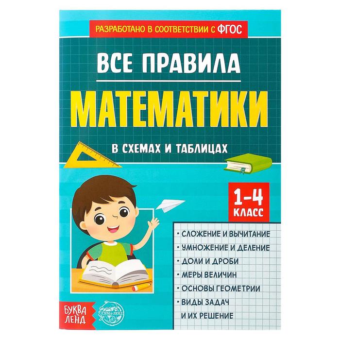 Обложка Сборник для 1-4 класс "Все правила математики", издательство Буква-Ленд                                         | купить в книжном магазине Рослит