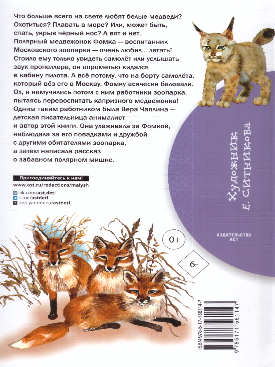 Обложка книги Фомка - белый медвежонок. Чаплина В.В./БибНачШК (АСТ), Автор Чаплина В.В., издательство АСТ | купить в книжном магазине Рослит