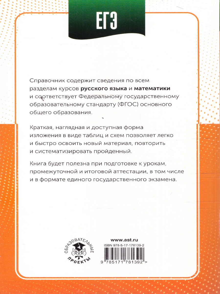 Обложка книги ЕГЭ 10-11 классы. Русский язык Математика в инфографике , Автор Слонимская И. С.; Слонимский Л. И.; Текучева И. В., издательство АСТ | купить в книжном магазине Рослит