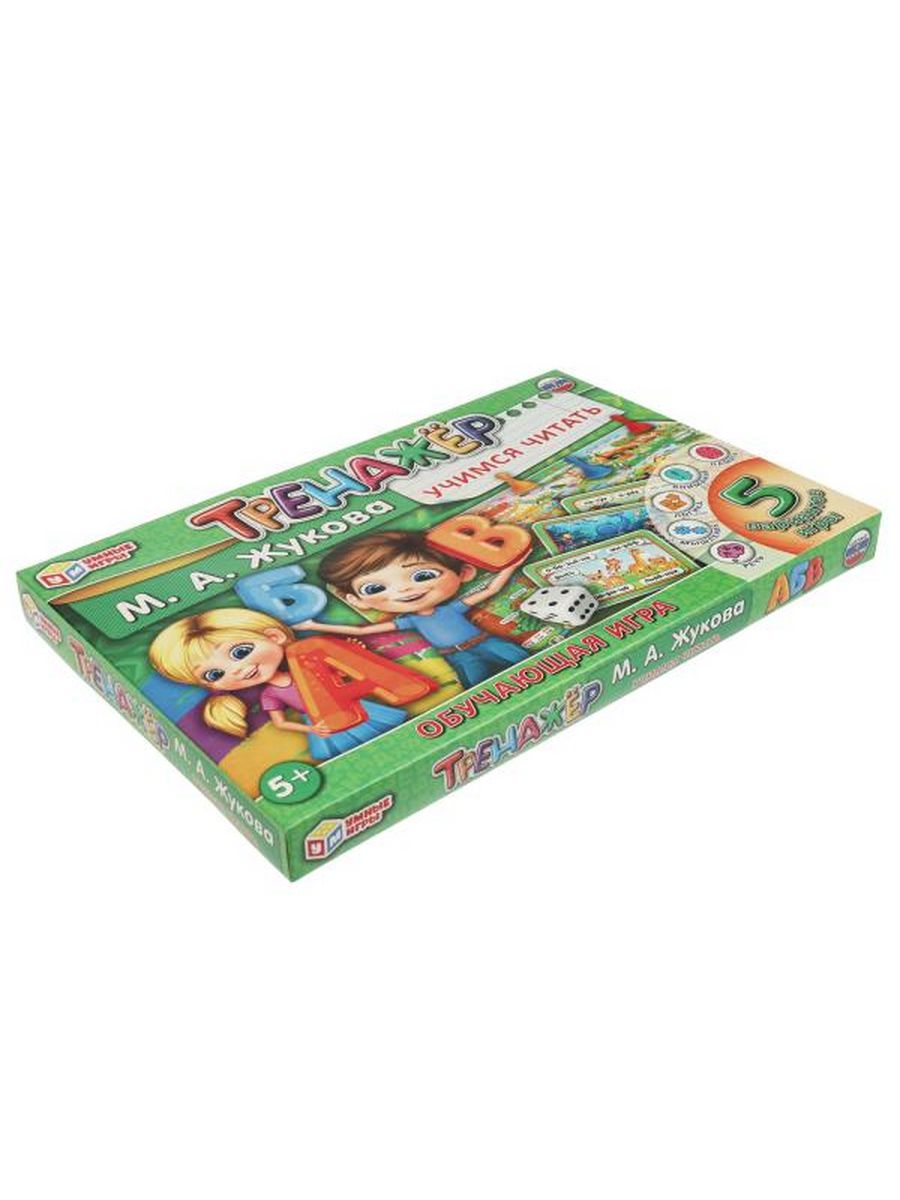 Обложка книги Тренажёр "Учимся читать". Обучающая игра 5+, Автор Жукова М.А., издательство Умные игры                                         | купить в книжном магазине Рослит