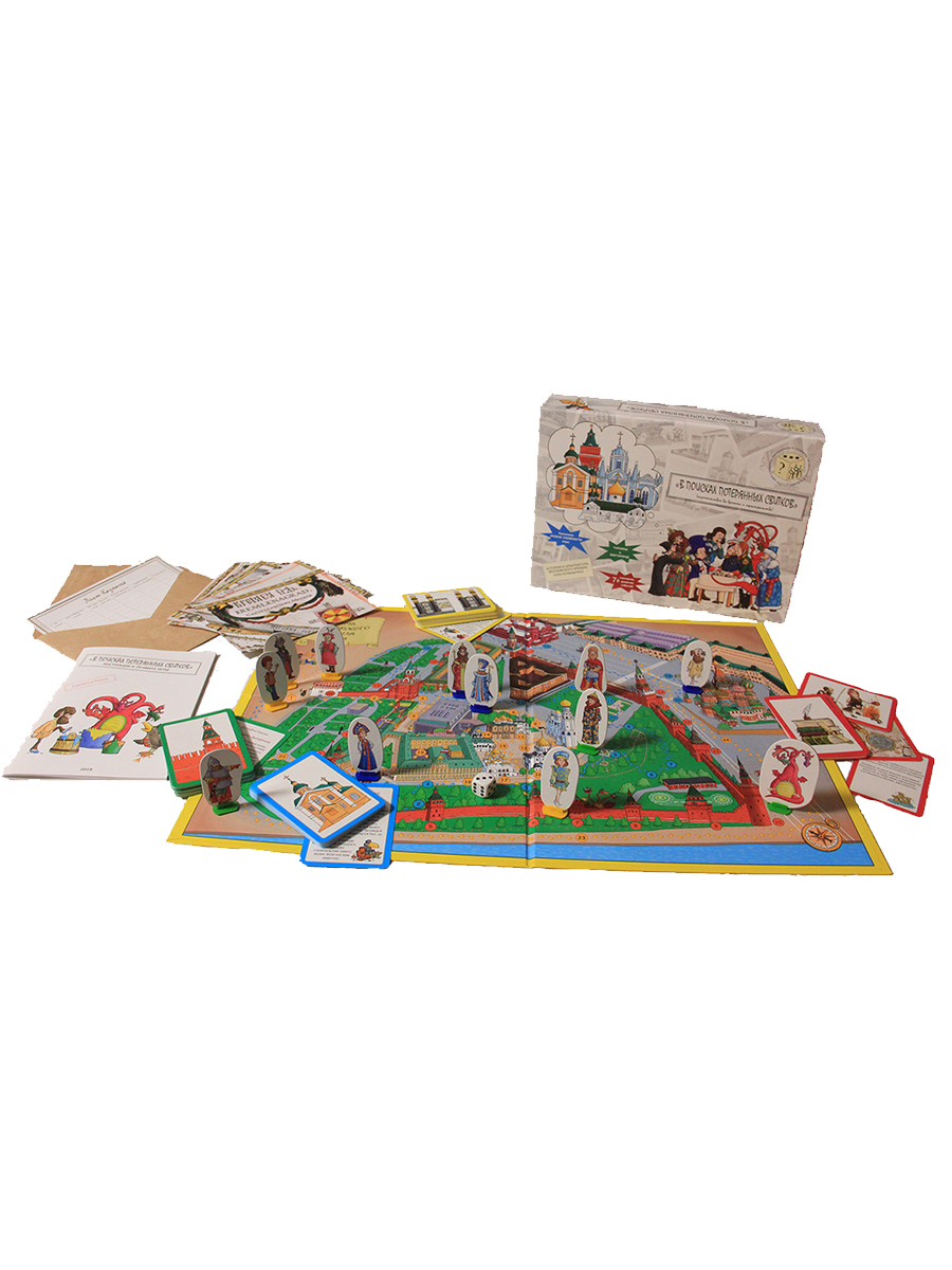 Обложка книги Настольная игра-путеводитель по Московскому Кремлю "В поисках потерянных свитков", Автор Автор не указан, издательство Планета | купить в книжном магазине Рослит