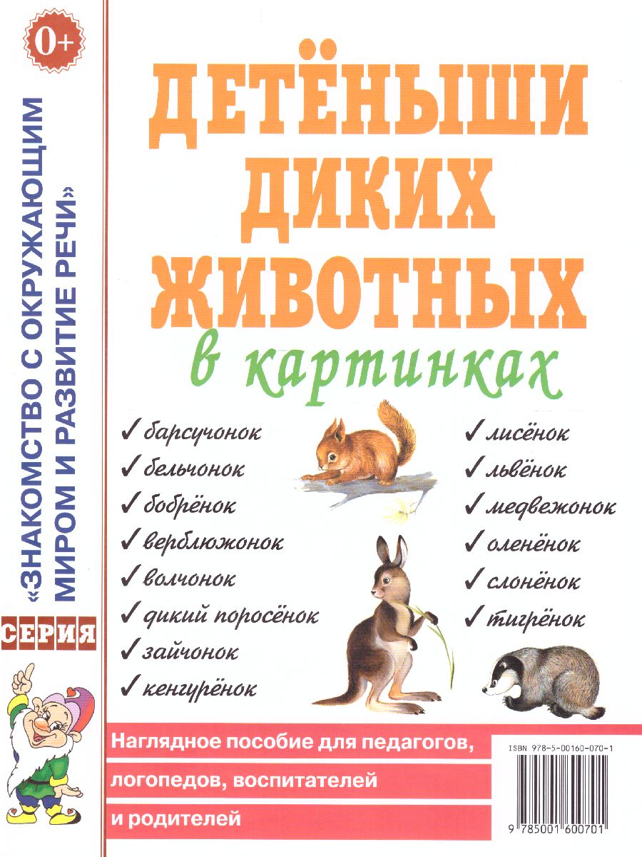 Обложка книги Детеныши диких животных в картинках. Наглядное пособие для педагогов, логопедов, воспитателей и родителей, Автор , издательство ГНОМ | купить в книжном магазине Рослит