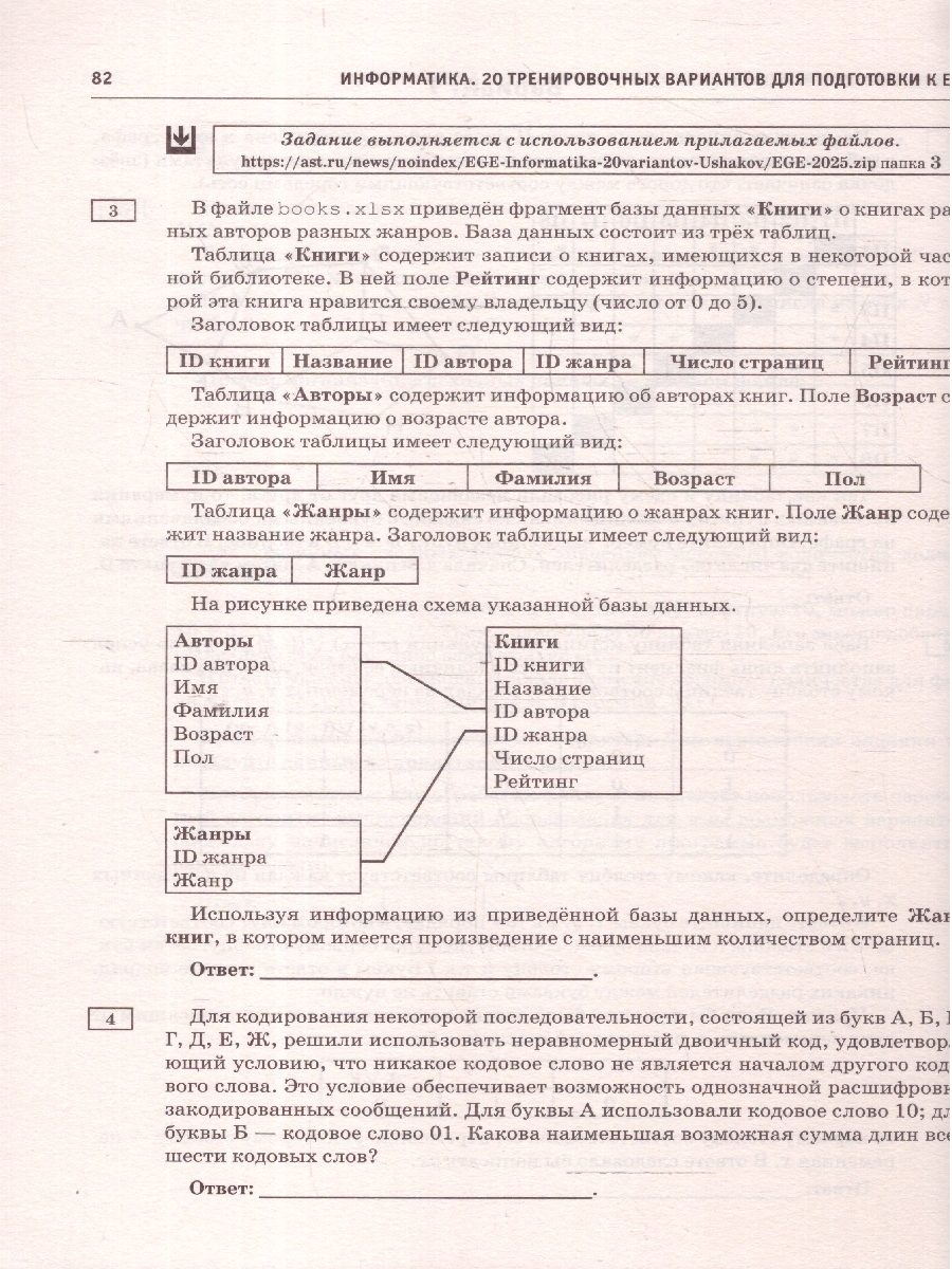 Обложка книги ЕГЭ-2025 Информатика. 20 тренировочных вариантов экзаменационных работ для подготовки к ЕГЭ, Автор Ушаков Д. М., издательство АСТ | купить в книжном магазине Рослит