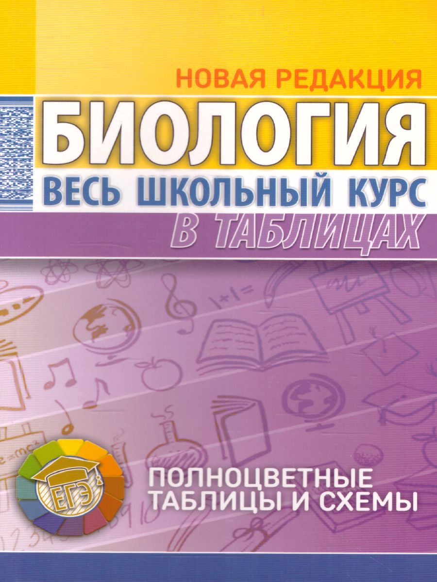 Обложка книги Биология. Весь школьный курс в таблицах, Автор Ёлкина Л.В., издательство Кузьма                                             | купить в книжном магазине Рослит