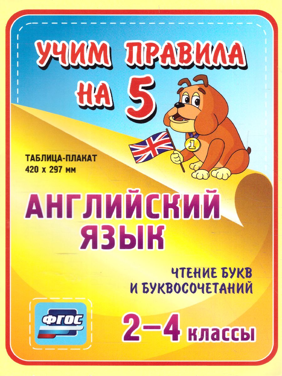 Обложка книги Английский язык 2-4 клас Чтение букв и буквосочетанийс Таблица-плакат для начальной школы, Автор НП-63, издательство Учитель | купить в книжном магазине Рослит