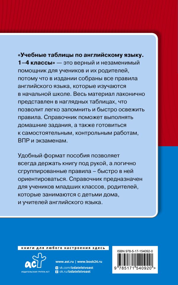 Обложка книги Учебные таблицы по английскому языку 1-4 классы. Быстрая помощь школьнику, Автор Державина В.А., издательство АСТ | купить в книжном магазине Рослит