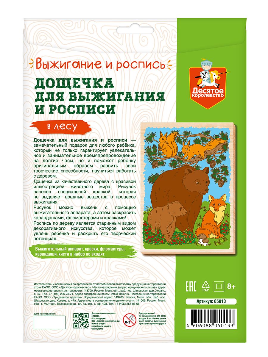 Обложка Выжигание. Доска для выжигания и росписи 1 шт "В лесу" А4 (конверт)(Десятое королевство), издательство Десятое королевство | купить в книжном магазине Рослит