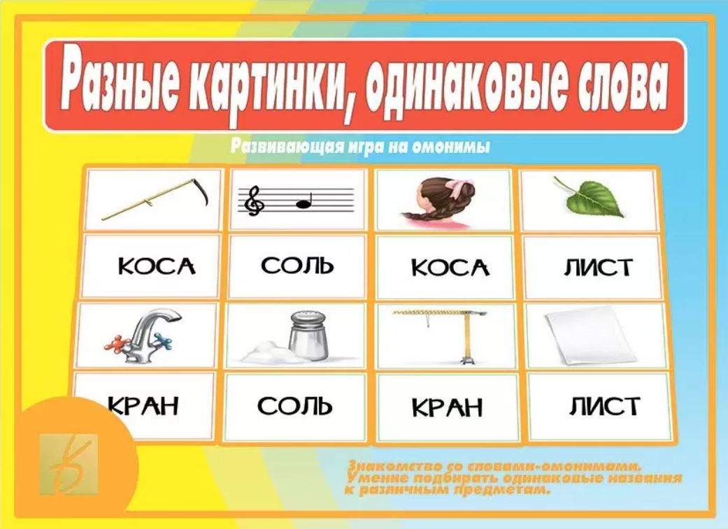 Обложка книги Игра Разные картинки, одинаковые слова (омонимы) Д-518 (Весна-Дизайн), Автор Д-518, издательство Весна-Дизайн | купить в книжном магазине Рослит