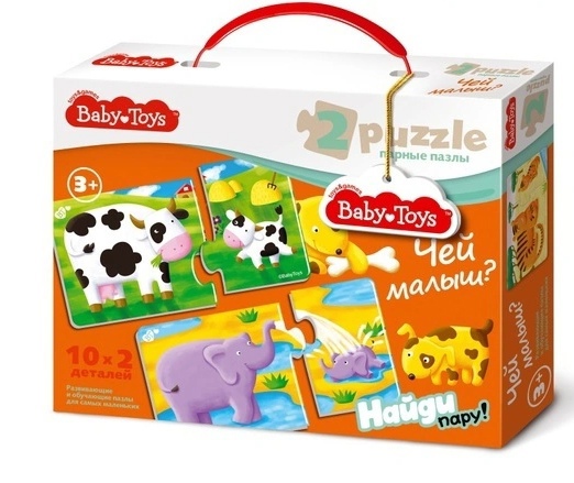 Обложка Пазлы макси парные "Чей малыш?" 20 элементов BABY TOYS, издательство Десятое королевство | купить в книжном магазине Рослит