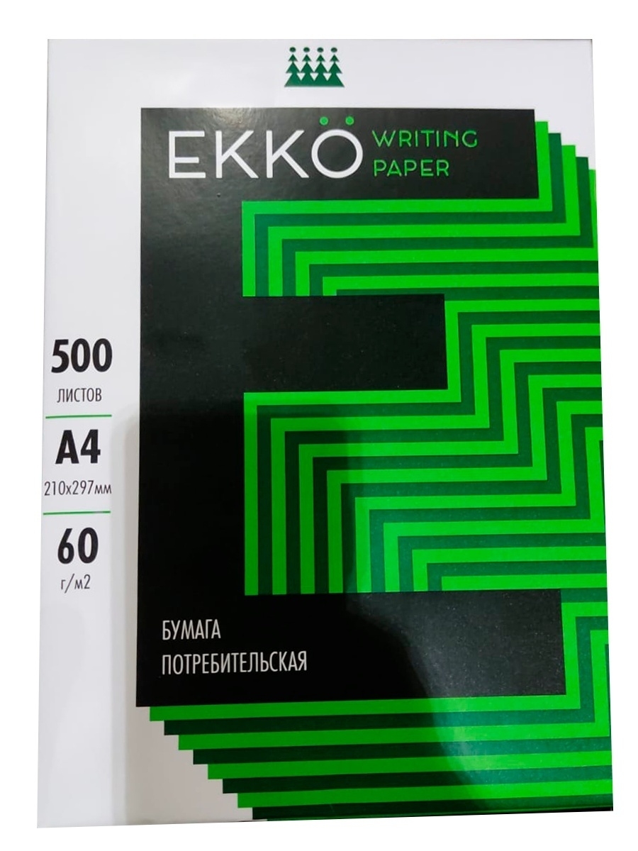 Обложка Бумага ЕККО А4, 500л., 60 г/м2 для печати и письма "Кондопожский ЦБК" (Бумсервис) от магазина Рослит