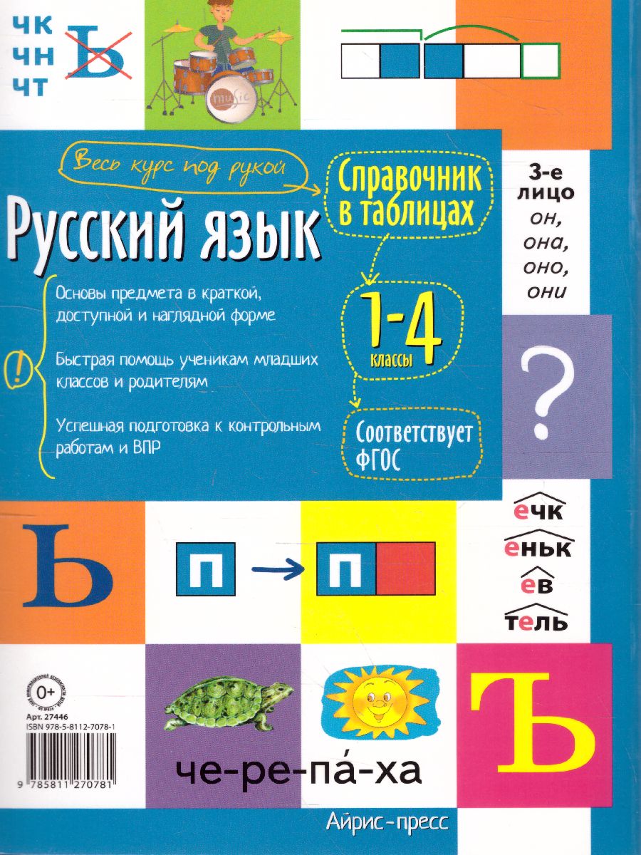 Обложка книги Справочник в таблицах Русский язык 1-4 классы, Автор , издательство Айрис | купить в книжном магазине Рослит