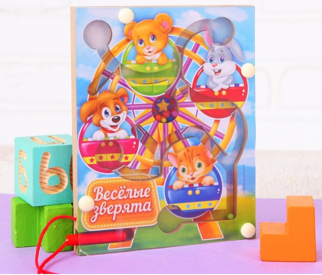 Обложка Лабиринт магнитный малый "Веселые зверята", издательство Буква-Ленд                                         | купить в книжном магазине Рослит