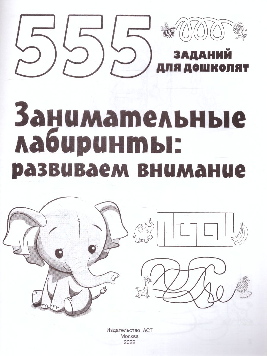 Обложка книги Занимательные лабиринты: развиваем внимание. 555 заданий для дошколят, Автор Дмитриева В. Г., издательство АСТ | купить в книжном магазине Рослит