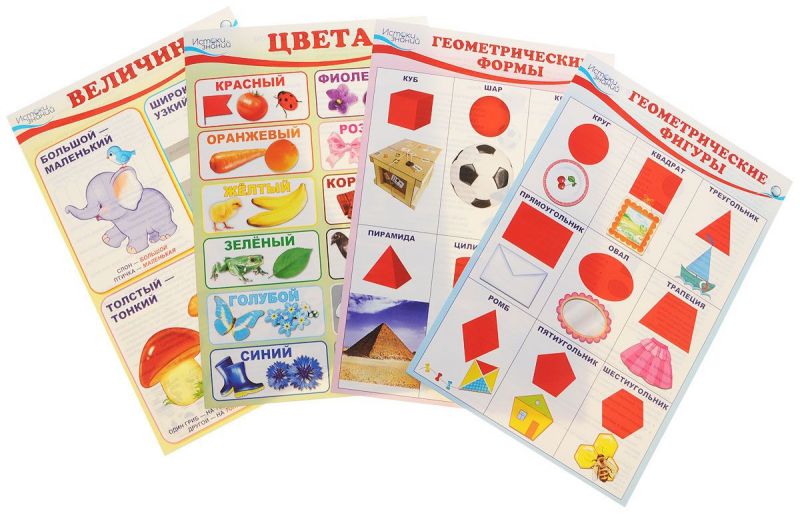 Обложка книги Комплект Мини-плакатов Математика. Форма и цвет. 4 листа А4, Автор 00-00004284, издательство Сфера | купить в книжном магазине Рослит