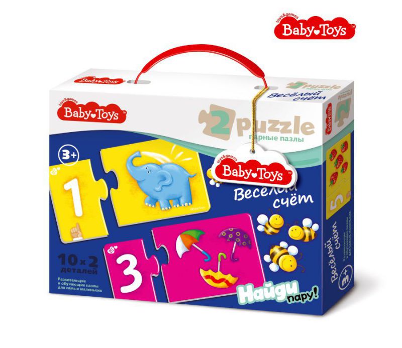 Обложка Пазлы макси парные "Веселый счет" 20 элементов BABY TOYS, издательство Десятое королевство | купить в книжном магазине Рослит