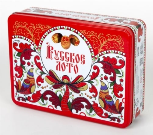 Обложка Лото Русское Узоры (жестяная коробка), издательство Десятое королевство | купить в книжном магазине Рослит