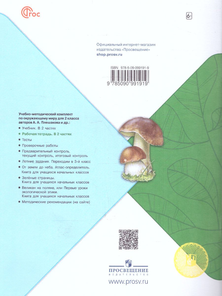 Обложка книги Окружающий мир 2 класс. Рабочая тетрадь в 2-х частях. Часть 2 (ФП2022), Автор Плешаков А.А., издательство Просвещение | купить в книжном магазине Рослит