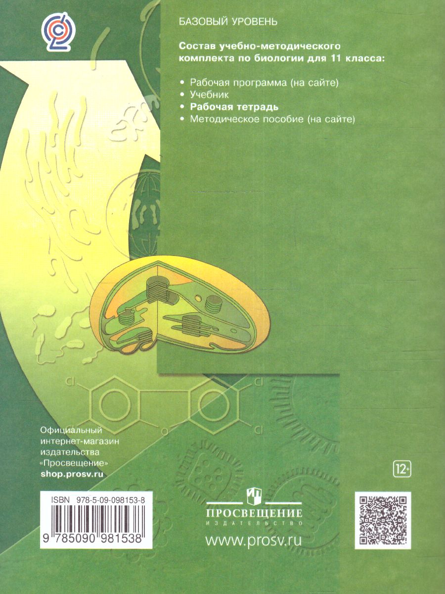 Обложка книги Биология 11 класс. Рабочая тетрадь к учебнику Пономаревой. Базовый уровень, Автор Пономарева И.Н. Козлова Т.А. Корнилова О.А., издательство Просвещение | купить в книжном магазине Рослит