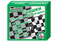 Обложка Игра настольная "Шашки русские и международные" (малые), издательство Десятое королевство | купить в книжном магазине Рослит
