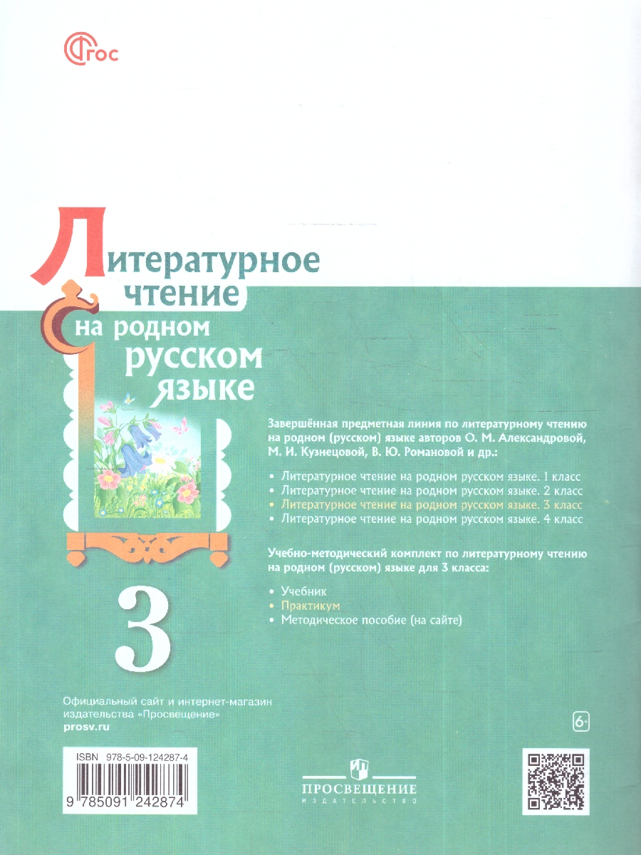 Обложка книги Литературное чтение на русском родном языке 3 класс. Практикум, Автор Александрова О.М.; Кузнецова М.И.; Романова В.Ю., издательство Просвещение | купить в книжном магазине Рослит
