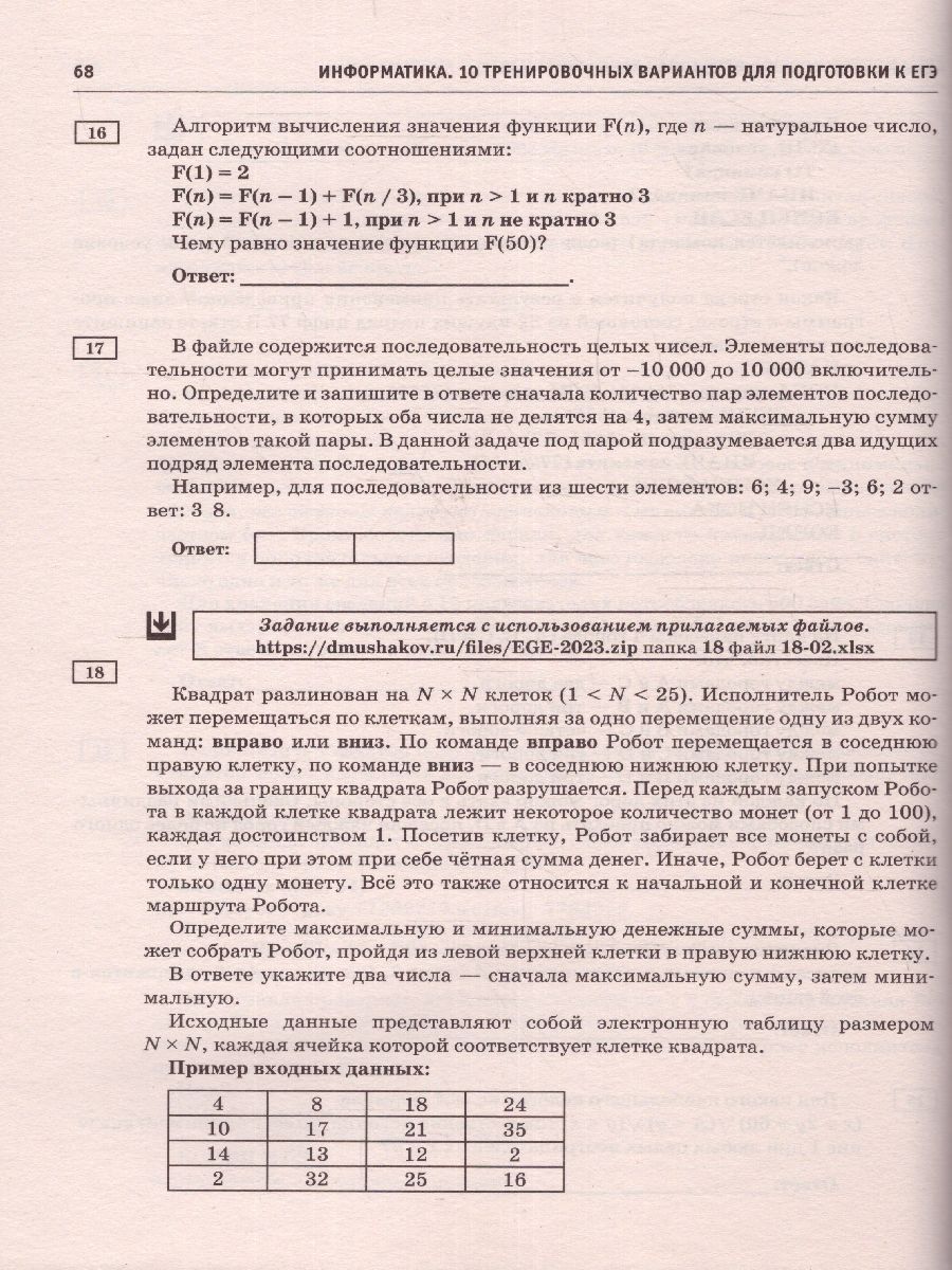 Обложка книги ЕГЭ-2023. Информатика. 10 тренировочных вариантов, Автор Ушаков Д.М., издательство АСТ | купить в книжном магазине Рослит