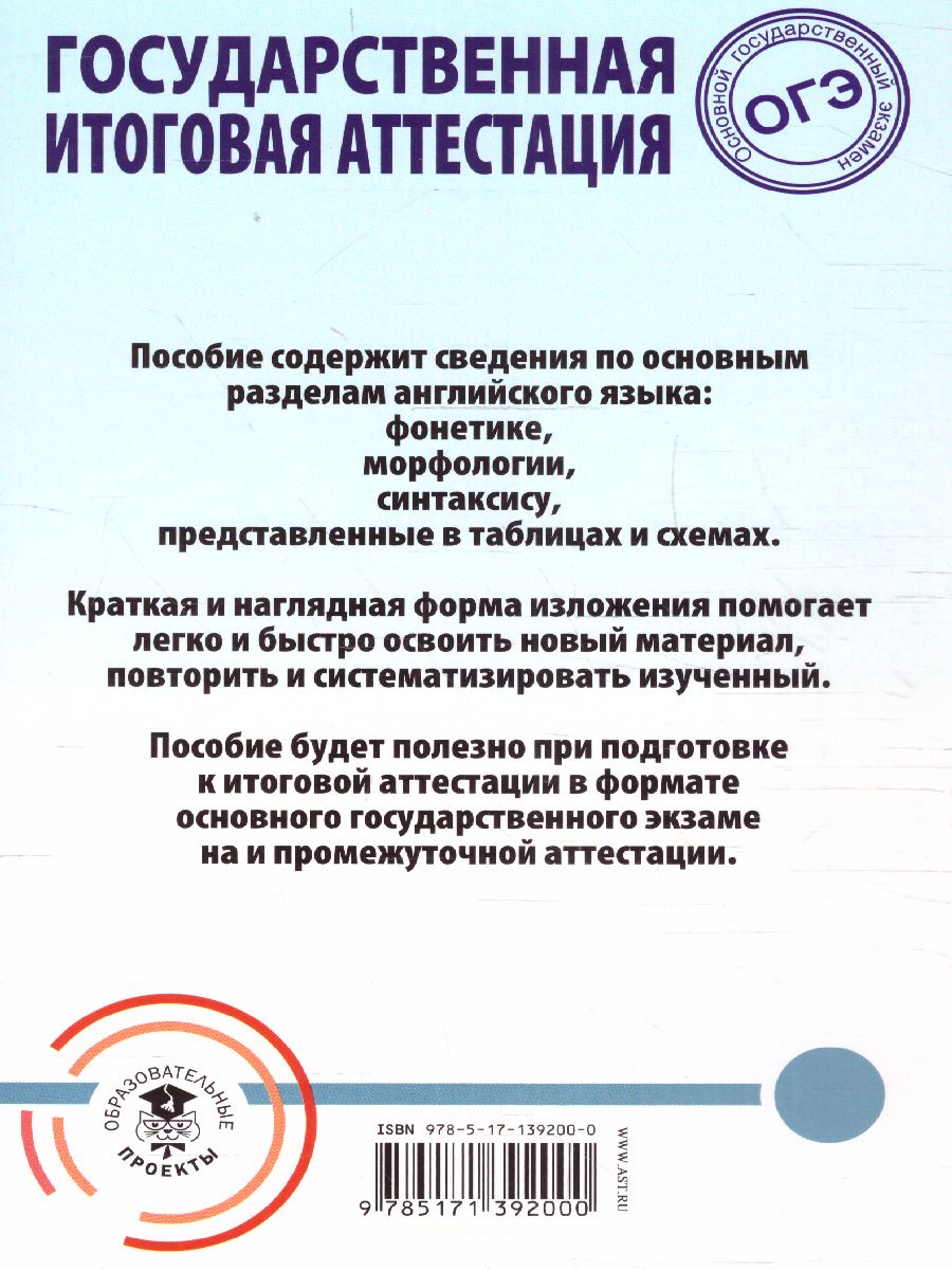 Обложка книги ОГЭ. Английский язык. Весь школьный курс в таблицах и схемах для подготовки к ОГЭ , Автор Терентьева О.В. Гудкова Л.М., издательство АСТ | купить в книжном магазине Рослит