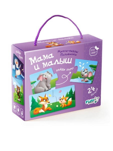 Обложка Макси-пазлы. Половинки. Мама и малыш. 24 детали, издательство ГЕОДОМ | купить в книжном магазине Рослит