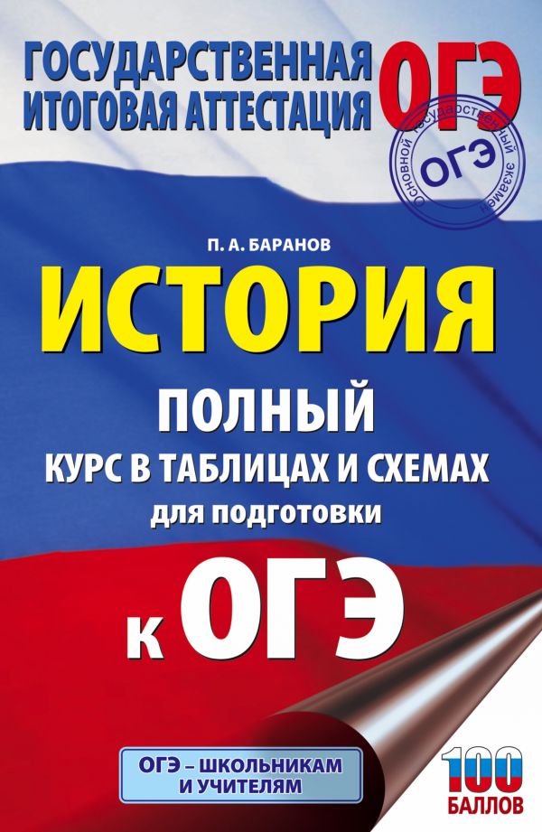 Обложка книги ОГЭ История Полный курс в таблицах и схемах / Подготовка к экзамену, Автор Баранов П.А., издательство АСТ | купить в книжном магазине Рослит